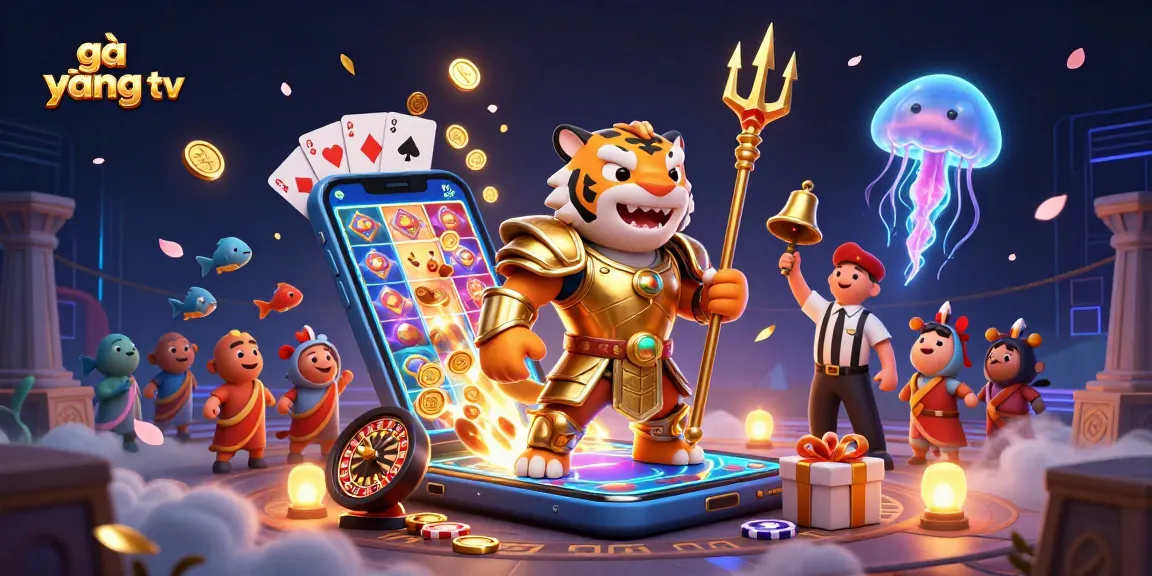 Engage with gà vàng tv's thrilling underwater casino scene featuring a gladiator shark.