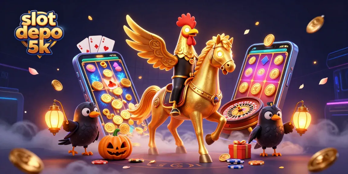 Spin to win with slot depo 5k, showcasing a vibrant casino scene full of excitement.