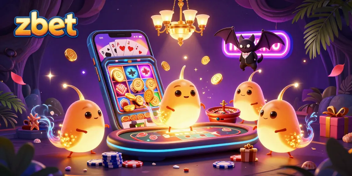 Experience thrilling gaming at zbet with glowing characters in a vibrant casino scene.