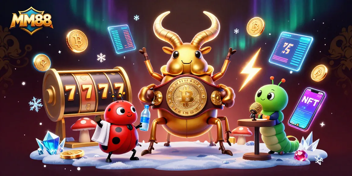 Experience MM88 with a dynamic casino battle featuring a golden stag beetle and game elements.